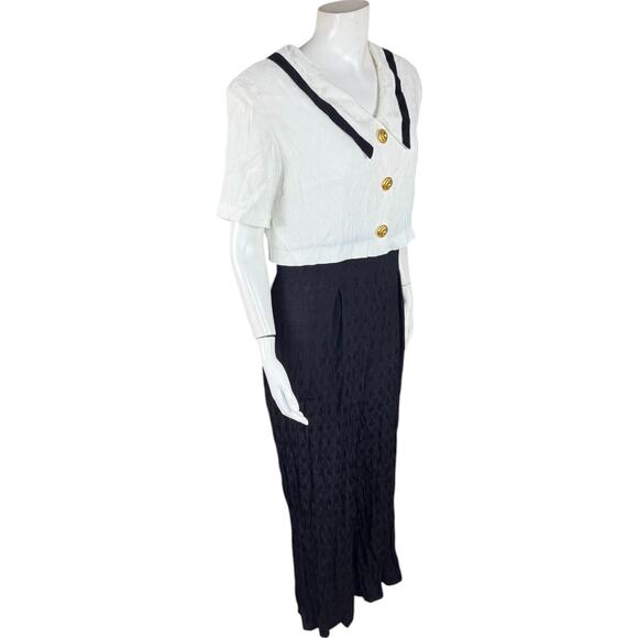 Vintage USA Petites Pantsuit Navy White Sailor Collar Gold Buttons Size 14 - Picture 10 of 12